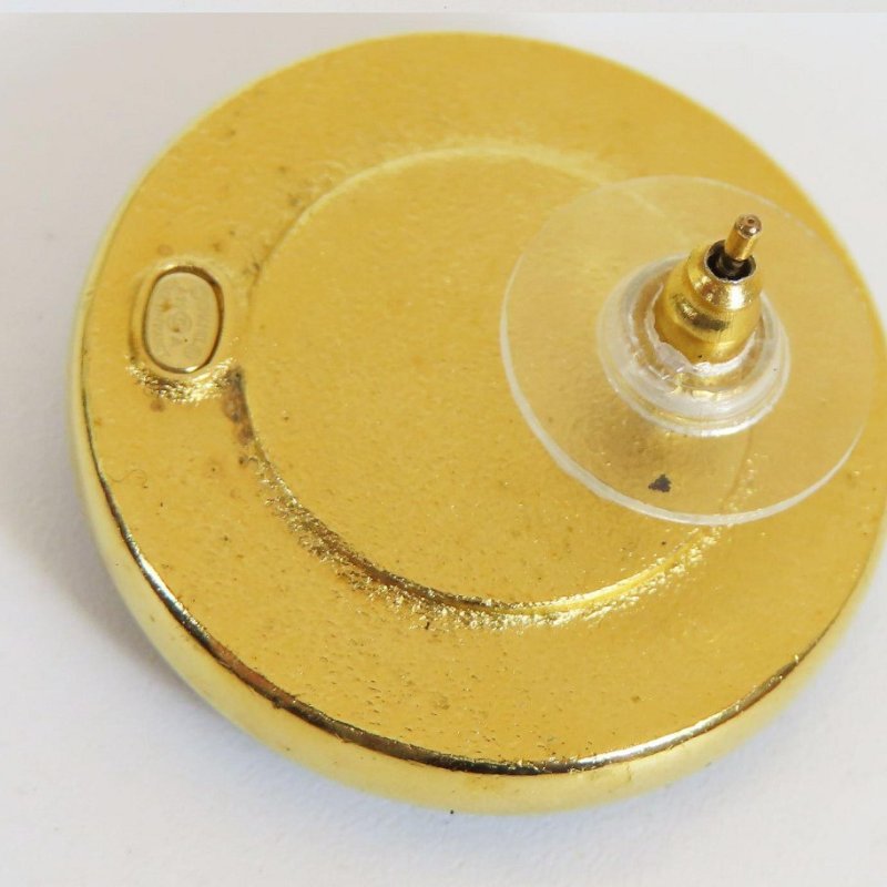 【巴黎站二手名牌專賣店】*現貨*CHANEL 香奈兒 真品*AB2024 金色圓形水鑽珍珠雙C針式耳環-3