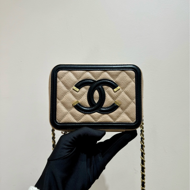 【閒置❤️】 Chanel mini相機包 奶茶色拼黑色單肩斜挎包-1