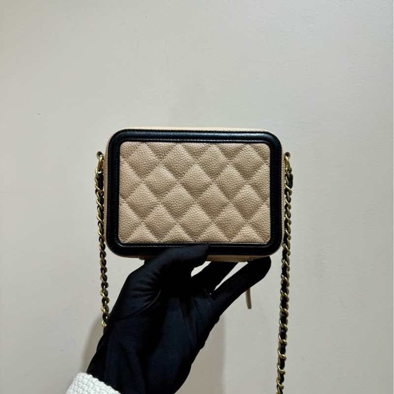 【閒置❤️】 Chanel mini相機包 奶茶色拼黑色單肩斜挎包-2