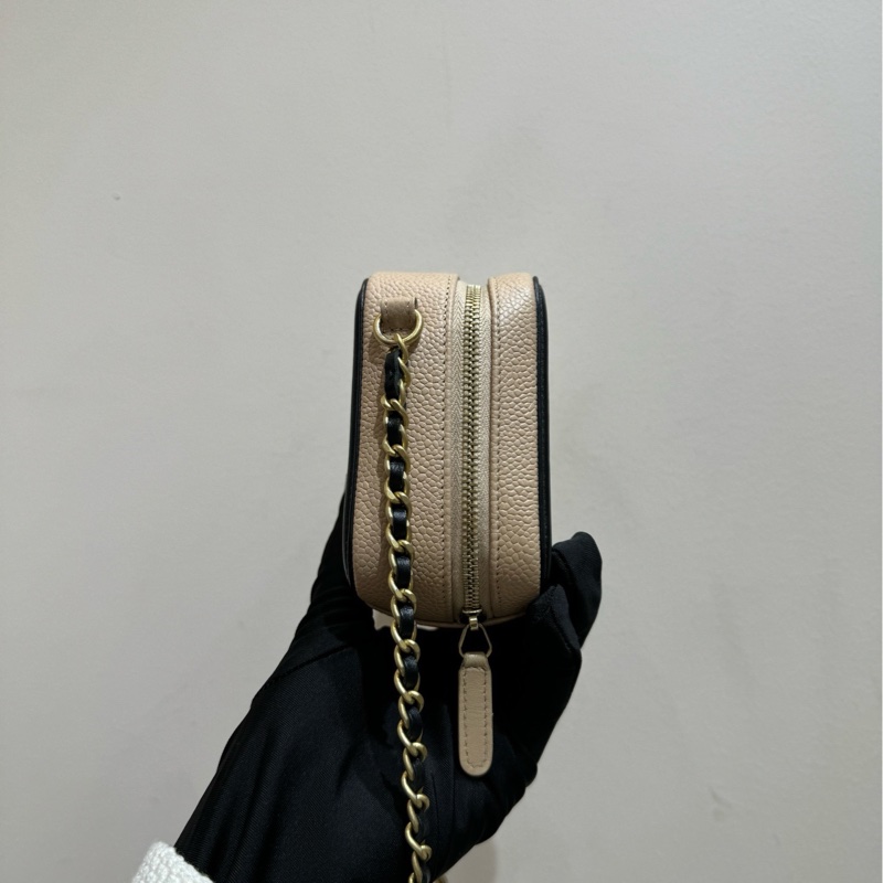 【閒置❤️】 Chanel mini相機包 奶茶色拼黑色單肩斜挎包-4