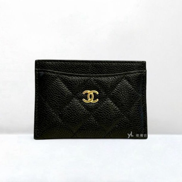 CHANEL 黑金荔枝卡片夾AP0213-1