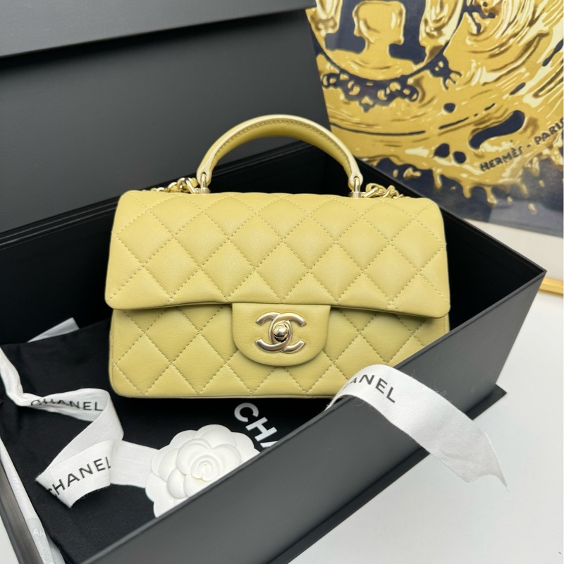 【99❤️全套】chanel 23A系列 CF大mini handle 手柄手提包 芥末黃(淺綠)-0