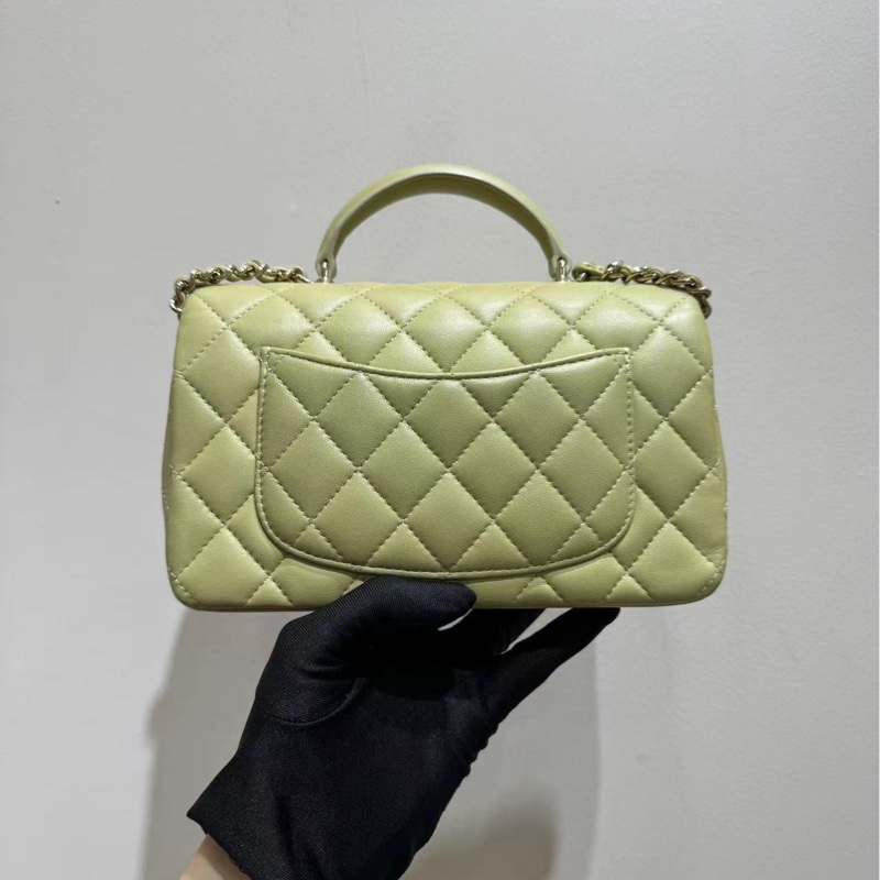 【99❤️全套】chanel 23A系列 CF大mini handle 手柄手提包 芥末黃(淺綠)-2