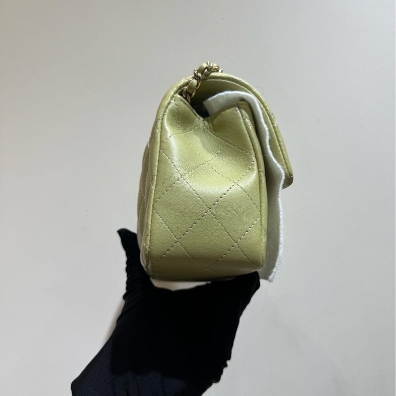 【99❤️全套】chanel 23A系列 CF大mini handle 手柄手提包 芥末黃(淺綠)-3