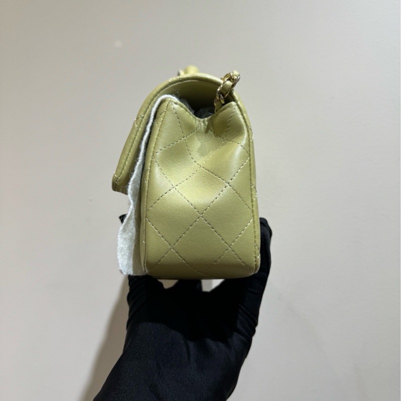 【99❤️全套】chanel 23A系列 CF大mini handle 手柄手提包 芥末黃(淺綠)-4