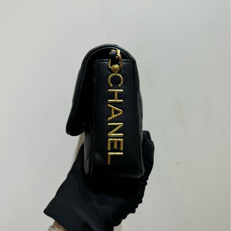 【閒置❤️】 Chanel 方胖子鏈條包 芯片款 黑金羊皮 單肩斜挎包-5