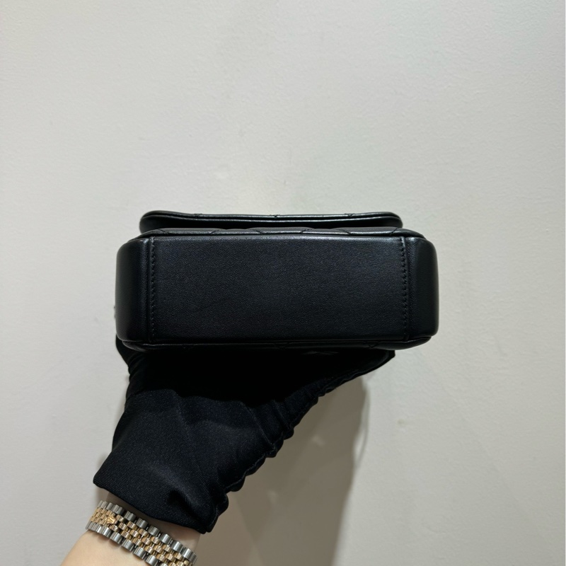 【閒置❤️】 Chanel 方胖子鏈條包 芯片款 黑金羊皮 單肩斜挎包-6