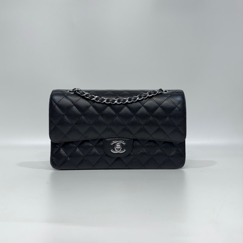 Chanel黑銀COCO25口蓋包A01112-1