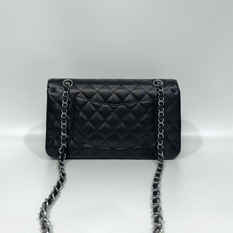 Chanel黑銀COCO25口蓋包A01112-2