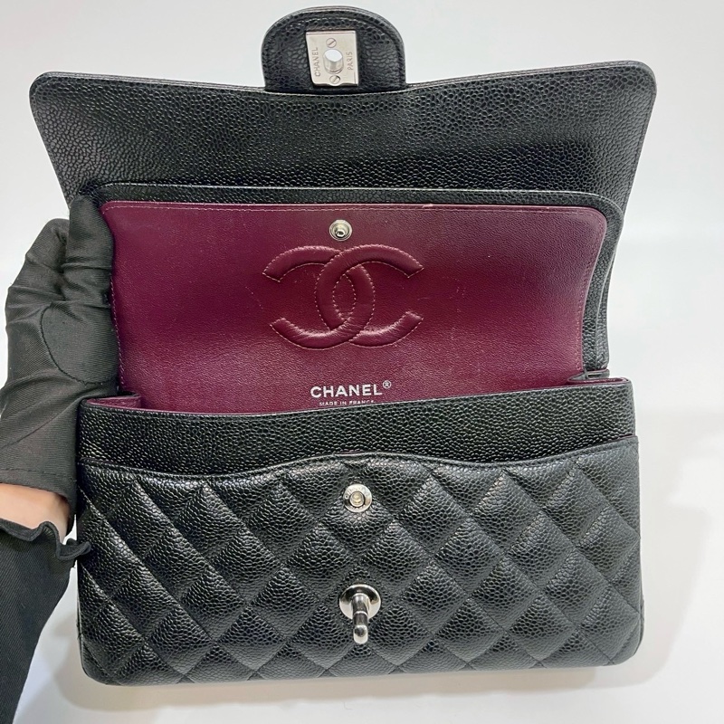 Chanel黑銀COCO25口蓋包A01112-6