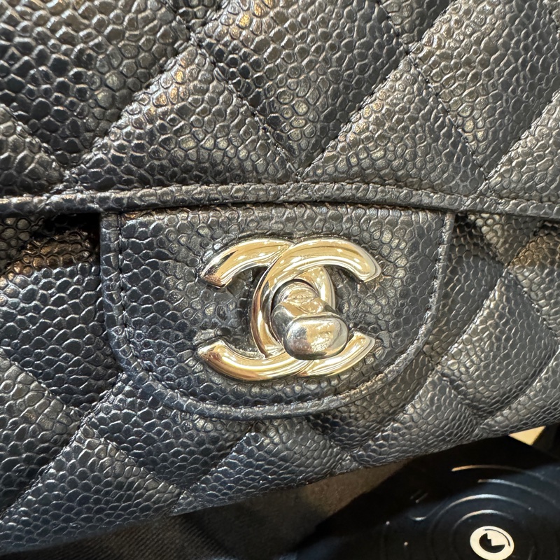 Chanel黑銀COCO25口蓋包A01112-12
