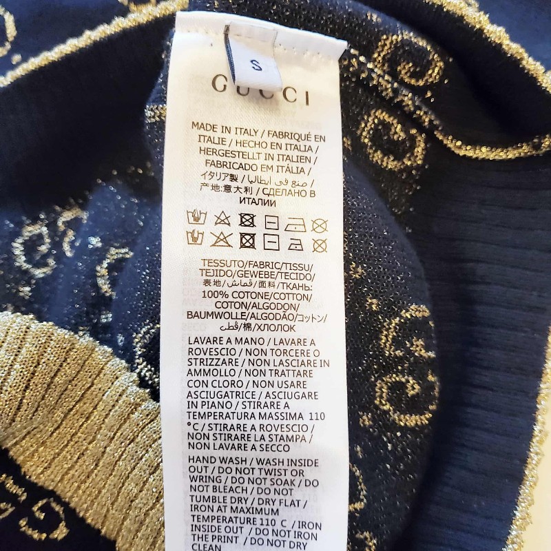 Gucci 藍金 GG logo棉質羊毛短袖上衣-2