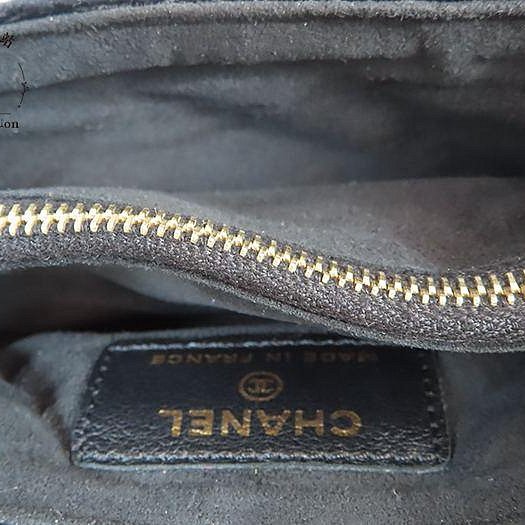 【巴黎站二手名牌專賣店】＊現貨＊CHANEL香奈兒真品＊黑色天鵝絨內裏帆布紅寶石釦式雙層小功能包 錢包-3