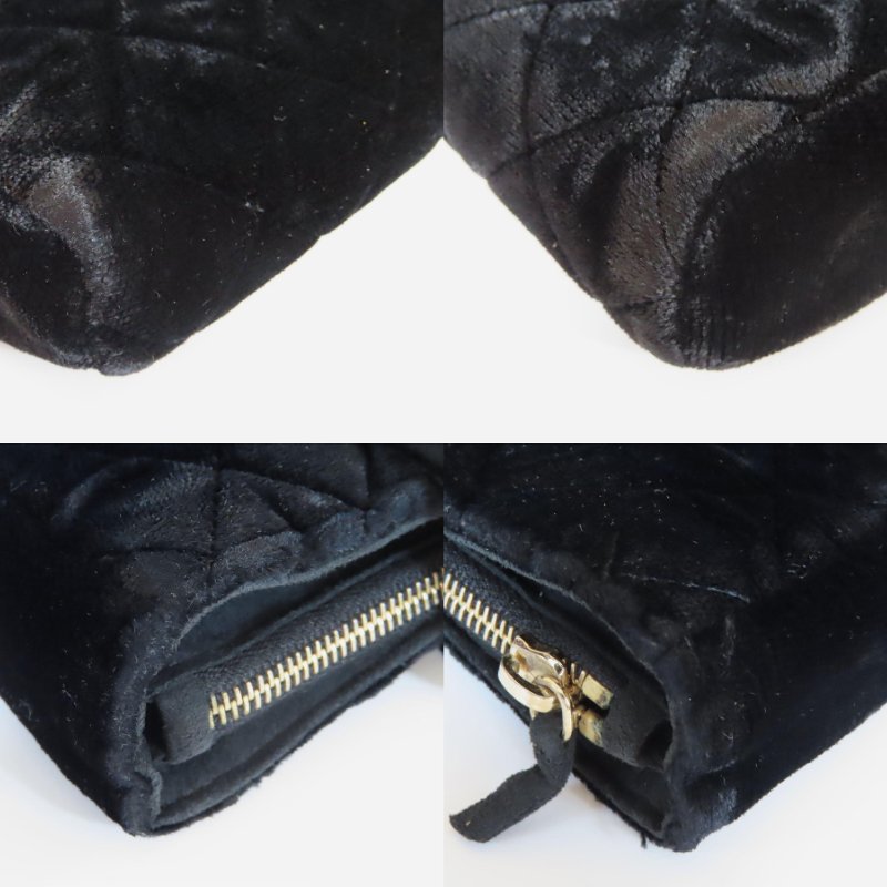 【巴黎站二手名牌專賣店】＊現貨＊CHANEL香奈兒真品＊黑色天鵝絨內裏帆布紅寶石釦式雙層小功能包 錢包-4