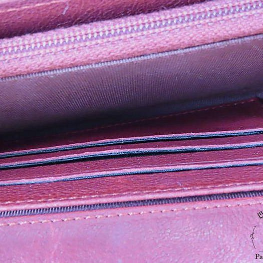 【巴黎站二手名牌專賣店】*現貨*CHANEL 香奈兒 真品*酒紅色牛皮金邊金色雙C LOGO釦式掀蓋中夾-3