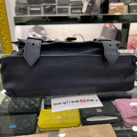 東區正精品㊣Proenza Schouler PS1 Tiny 海軍藍色全皮金釦釦式翻蓋手提包斜背包兩用包 RZ5936-6