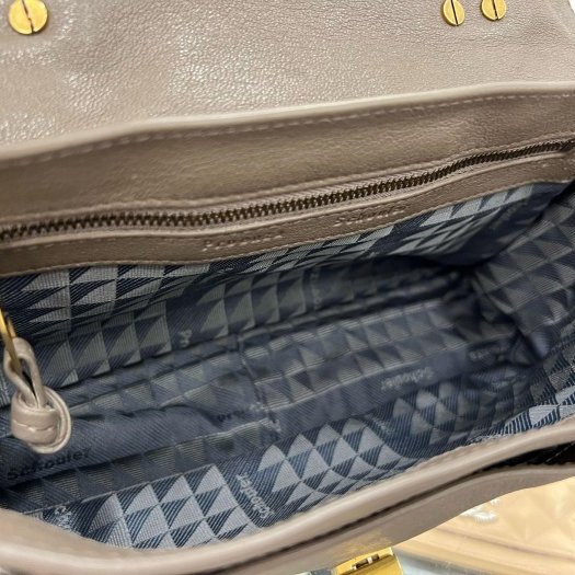 東區正精品㊣Proenza Schouler PS1 Tiny 大象灰色全皮金釦釦式翻蓋手提包斜背包兩用包 RZ5935-2