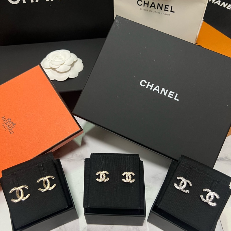 Chanel 淡金雙C 耳環(針式)-4