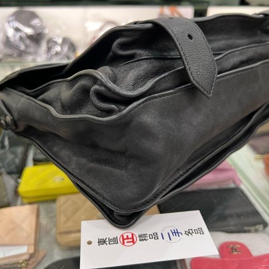 東區正精品㊣Proenza Schouler PS1 C1 黑色全皮黑銀釦釦式翻蓋手提包斜背包兩用包中款 RZ5934-6