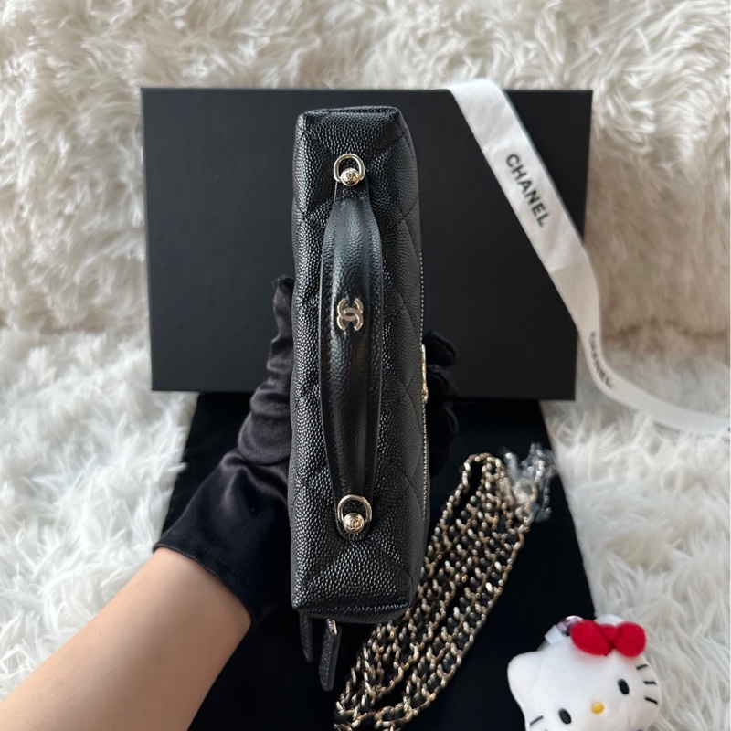 【配件：盒子、防塵袋 💕】Chanel 25c 大logo 腰線 盒子 lp 飯盒包 可斜挎手提單肩 荔枝牛皮-2