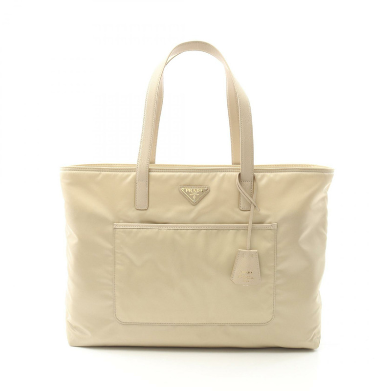 PRADA 復刻版 1978 Tessuto + Saffiano 手提包 尼龍皮革 米色 全新-0