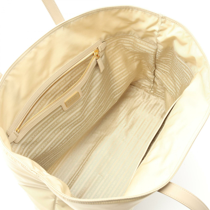 PRADA 復刻版 1978 Tessuto + Saffiano 手提包 尼龍皮革 米色 全新-2