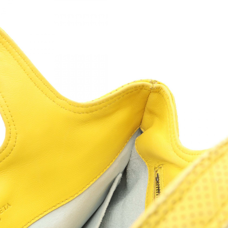 BOTTEGA VENETA Intrecciato 編織手提包 143393 黃色皮革 二手 女士-4