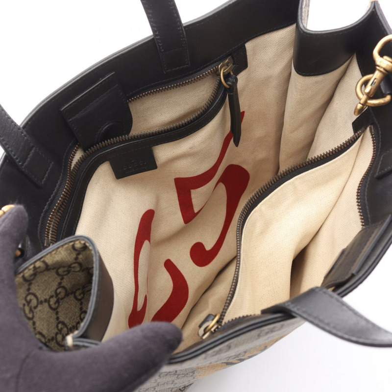 GUCCI GG Supreme 老虎肩背手提包 450950 帆布皮革 米色 二手 男女通用-2