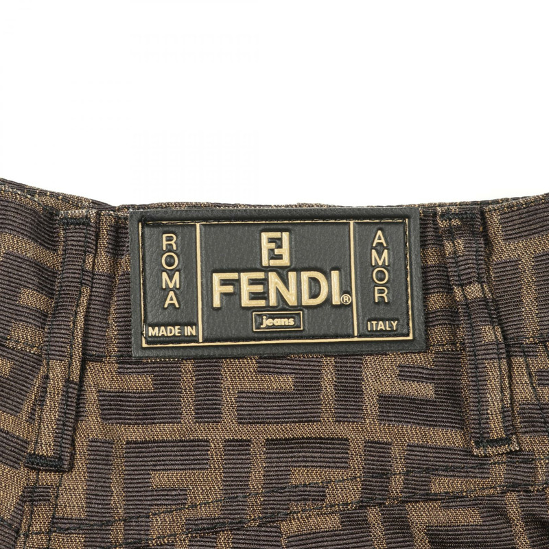 FENDI FENDI 牛仔褲 Zucca 半身裙 棉質聚酯纖維 棕色 二手 女款 #40-2