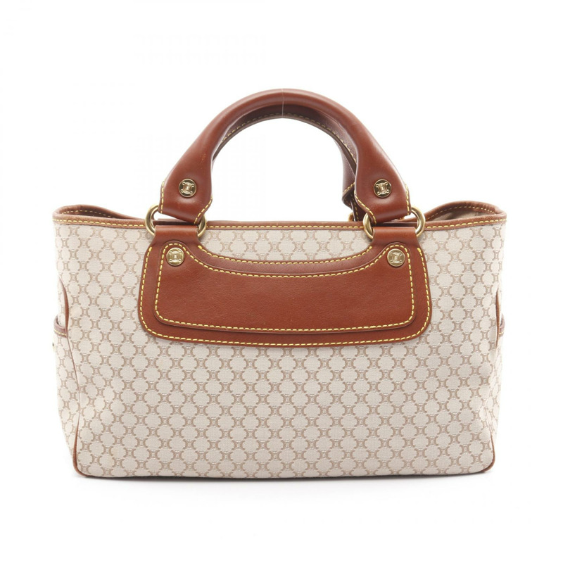 CELINE Boogie Macadam 托特包 手提包 YS00/44 帆布 皮革 米色 棕色 二手 女款-0