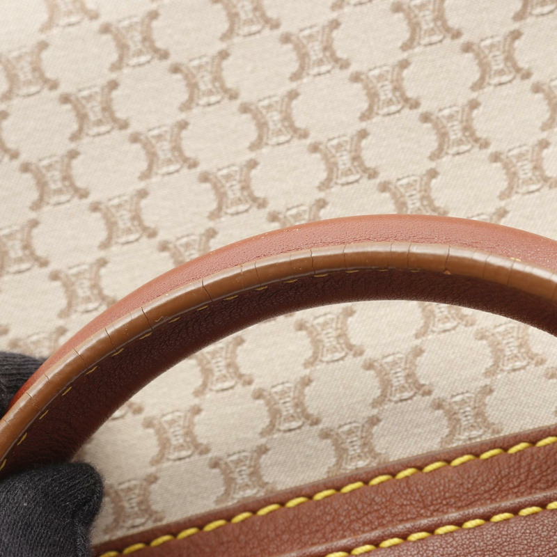 CELINE Boogie Macadam 托特包 手提包 YS00/44 帆布 皮革 米色 棕色 二手 女款-9