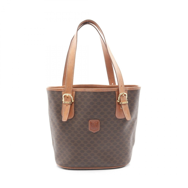 CELINE Macadam 手提包 肩背包 桶包 帆布 皮革 棕色 米色 二手 女款-0