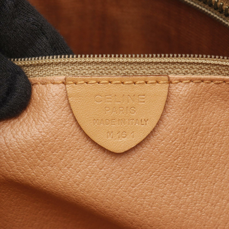 CELINE Macadam 手袋 帆布 皮革 棕色 米色 二手 女款-3