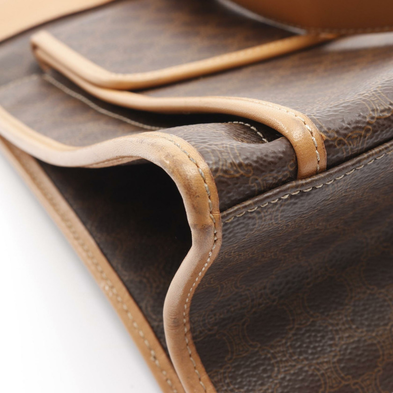 CELINE Macadam 手袋 帆布 皮革 棕色 米色 二手 女款-5