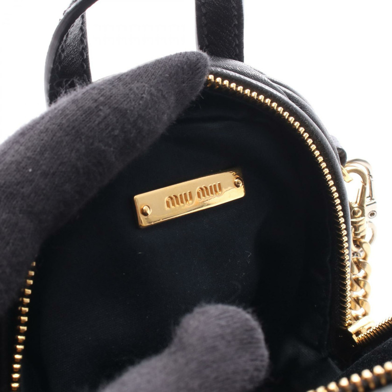 Miu Miu Materasse 迷你鏈條單肩斜挎包 皮革 黑色 二手 女款-3