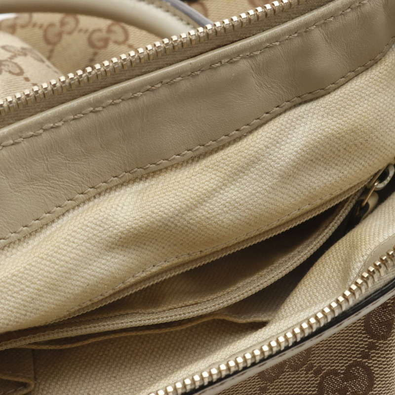 GUCCI Sukey GG帆布單肩手提包 247902 皮革 米色 白色 二手 斜背包-5