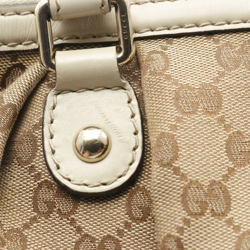 GUCCI Sukey GG帆布單肩手提包 247902 皮革 米色 白色 二手 斜背包-6