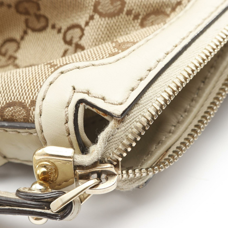GUCCI Sukey GG帆布單肩手提包 247902 皮革 米色 白色 二手 斜背包-9