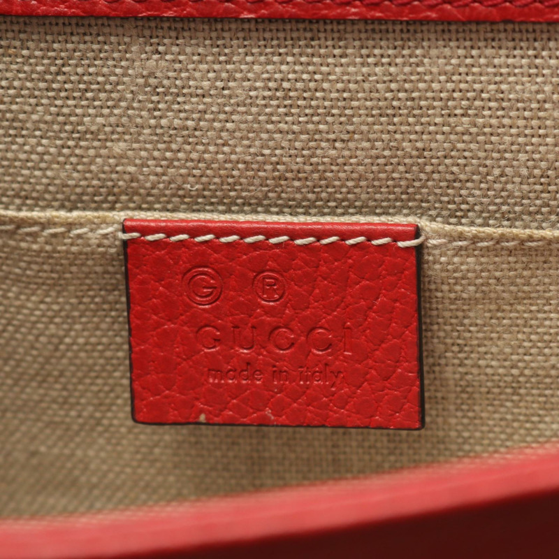 GUCCI 互扣式 G 斜背包 510304 皮革 紅色 二手 女士-3