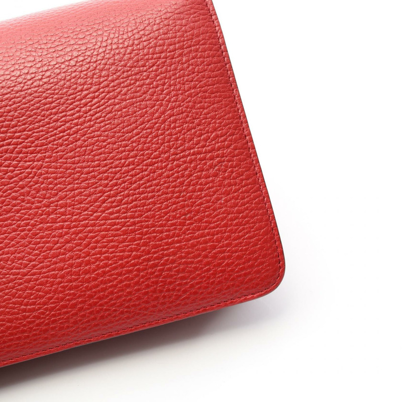 GUCCI 互扣式 G 斜背包 510304 皮革 紅色 二手 女士-6