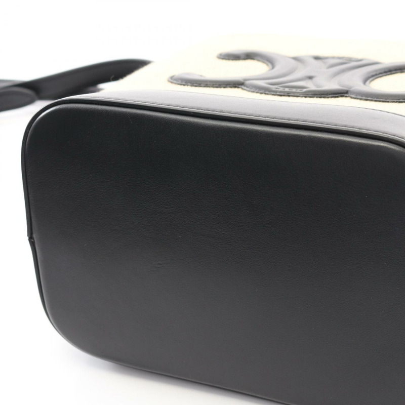 CELINE 小號水桶 cuir triomphe 肩斜背包 帆布 皮革 天然-4