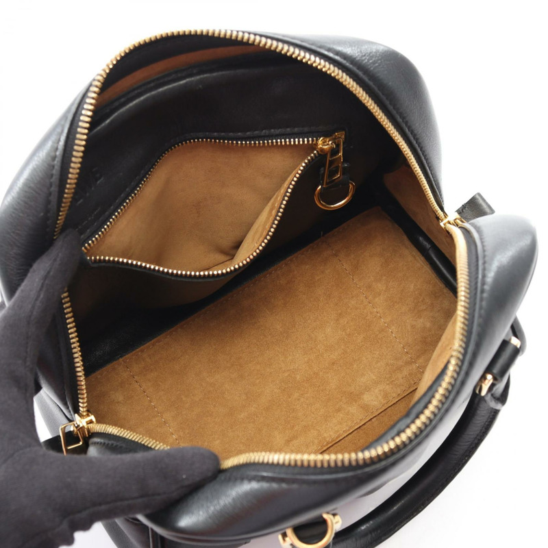 LOEWE Amazona 75 肩斜背包 手提包 301.30.L01 皮革 黑色 二手 女士-2