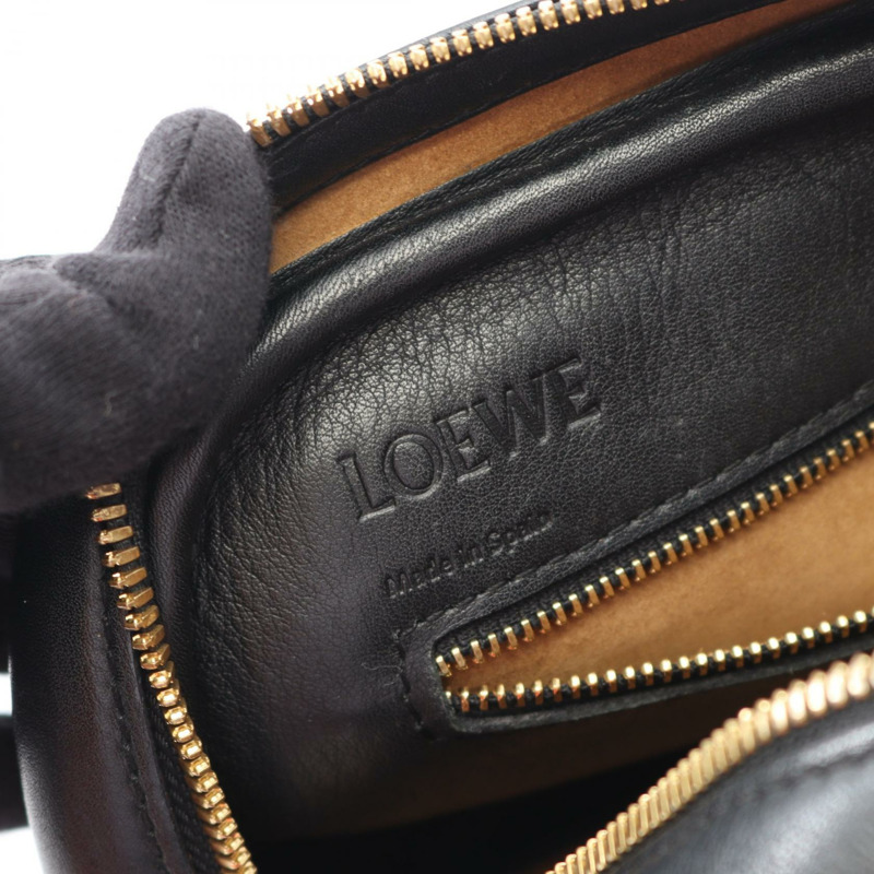 LOEWE Amazona 75 肩斜背包 手提包 301.30.L01 皮革 黑色 二手 女士-3