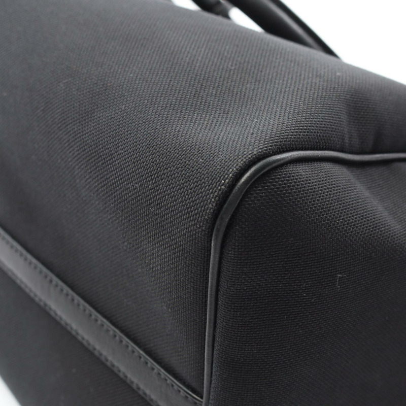 PRADA LOGO JACQUARD 單肩斜背包 手提包 帆布 皮革 黑色 二手 女士-5