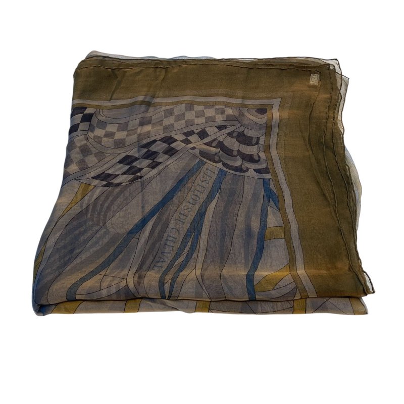 HERMES 愛馬仕 絲巾 圖騰 藍色 灰色 綠色 多色-0