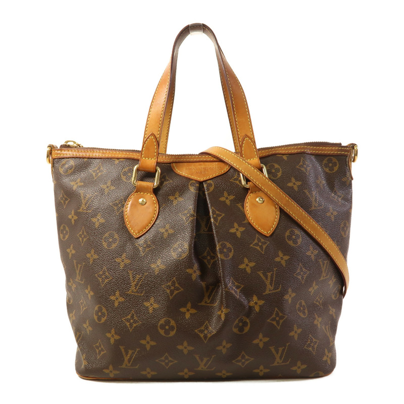 LOUIS VUITTON Monogram Palermo PM金扣手挽肩背兩用袋棕色-0