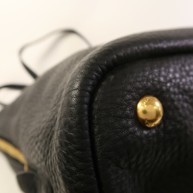 PRADA 牛皮皮革Tote Bag金扣肩背袋-12