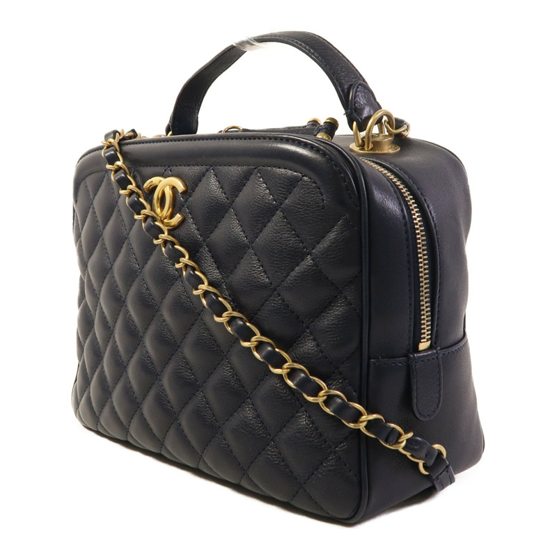 CHANEL 牛皮皮革2 Way Shoulder金扣手挽肩背兩用袋-2