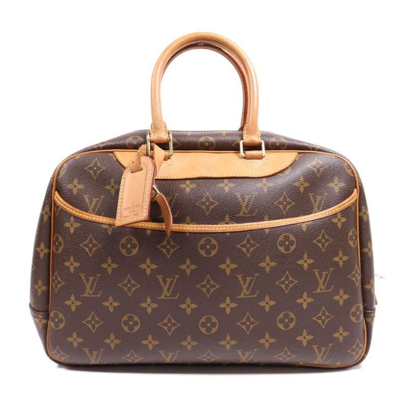 LOUIS VUITTON Monogram Deauville金扣手挽袋棕色-0
