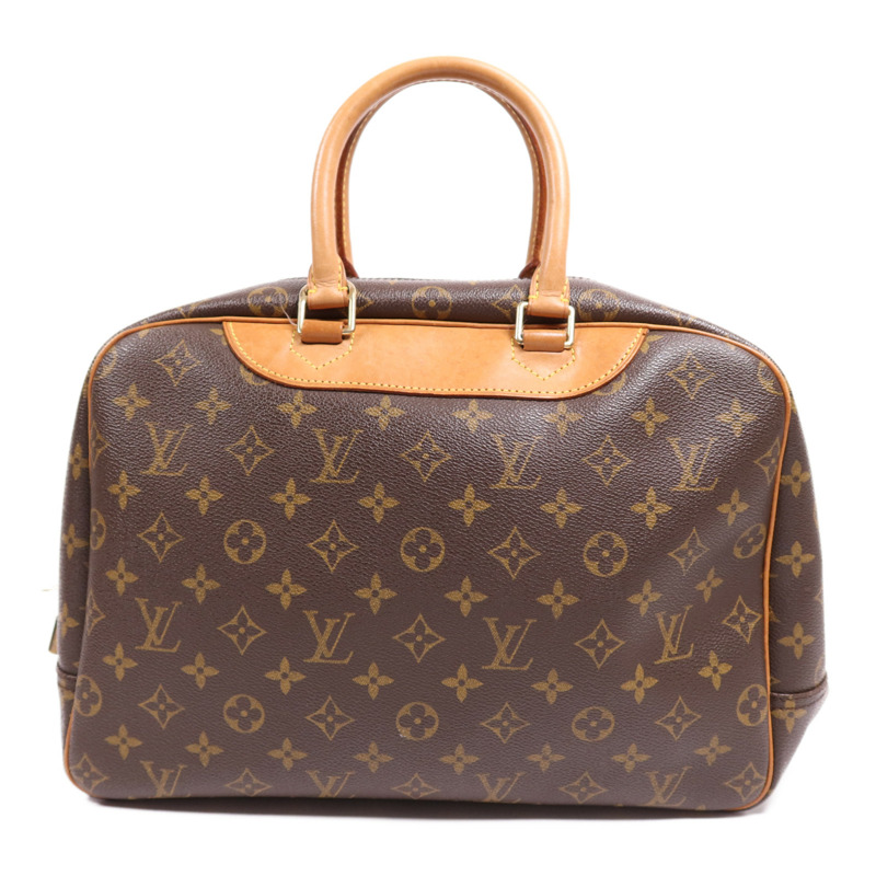 LOUIS VUITTON Monogram Deauville金扣手挽袋棕色-1